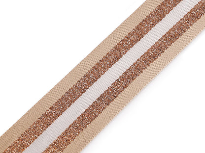 Sangle lisse double face avec lurex, largeur 50 mm