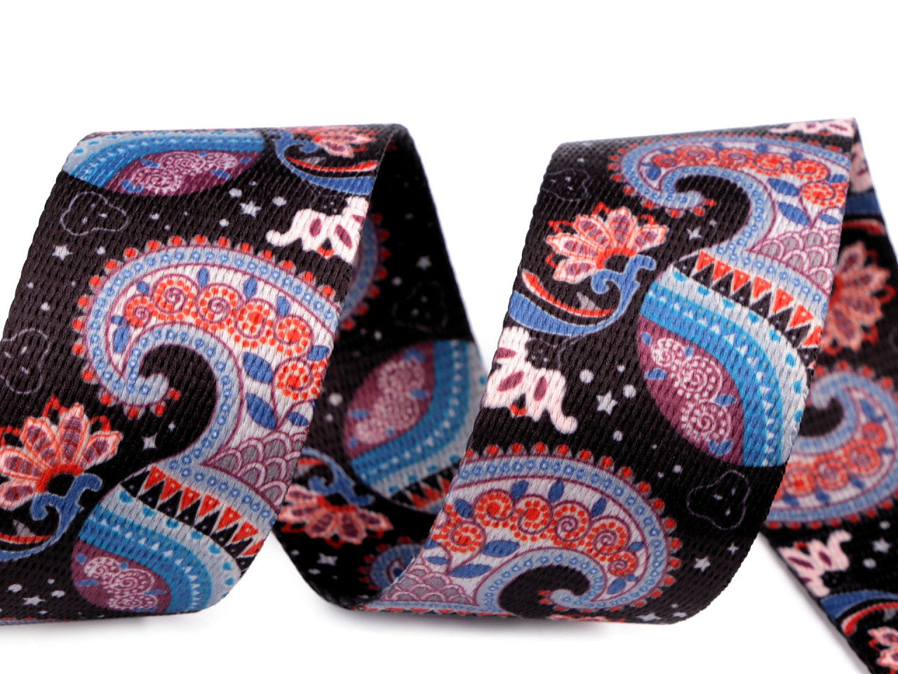 Sangle lisse double face Paisley, largeur 38 mm