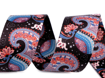 Sangle lisse double face Paisley, largeur 38 mm