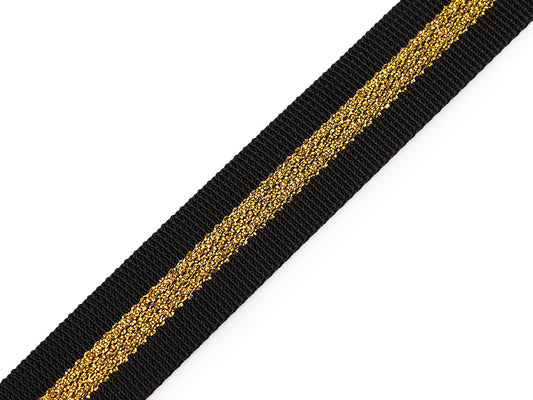 Sangle lisse en polypropylène double face avec lurex, largeur 25 mm