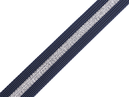 Sangle lisse en polypropylène double face avec lurex, largeur 25 mm