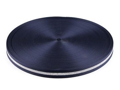 Sangle lisse en polypropylène double face avec lurex, largeur 25 mm