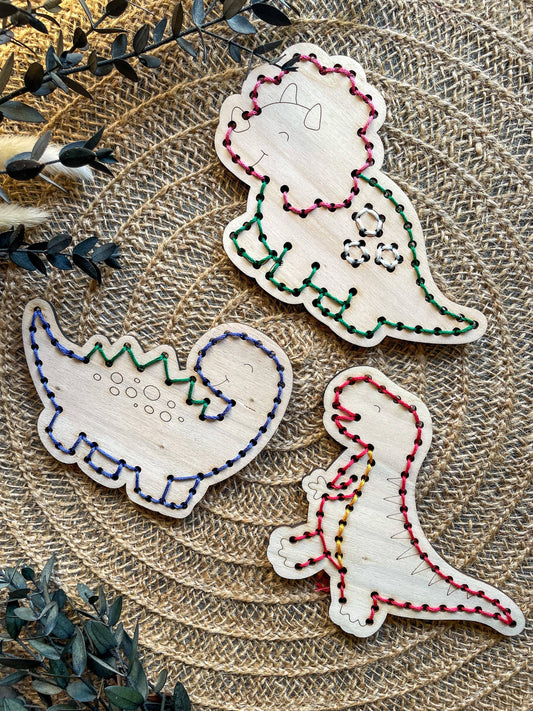 Kneckes & Compagnie - Kit de broderie dinosaures - Lot de 3