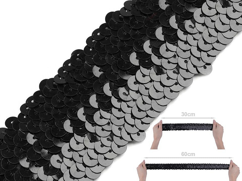 Liseré élastique avec sequins, largeur 45 mm