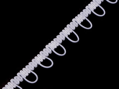 Liseré tressé avec boucles extensibles pour boutons, largeur 15 mm