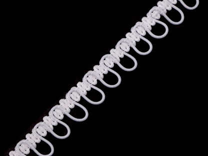 Liseré tressé avec boucles extensibles pour boutons, largeur 15 mm