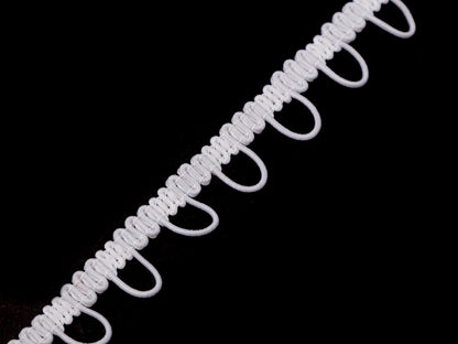 Liseré tressé avec boucles extensibles pour boutons, largeur 15 mm
