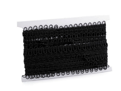 Liseré tressé avec boucles extensibles pour boutons, largeur 15 mm