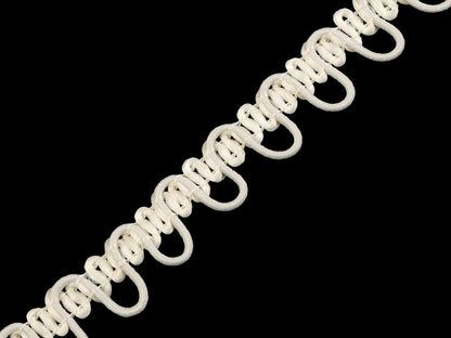 Liseré tressé avec boucles extensibles pour boutons, largeur 15 mm