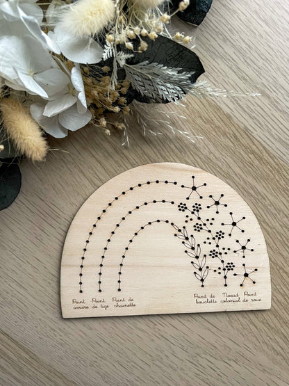 Kneckes & Compagnie - Base de broderie seule base apprentissage arc en ciel  – Bois prêt à broder