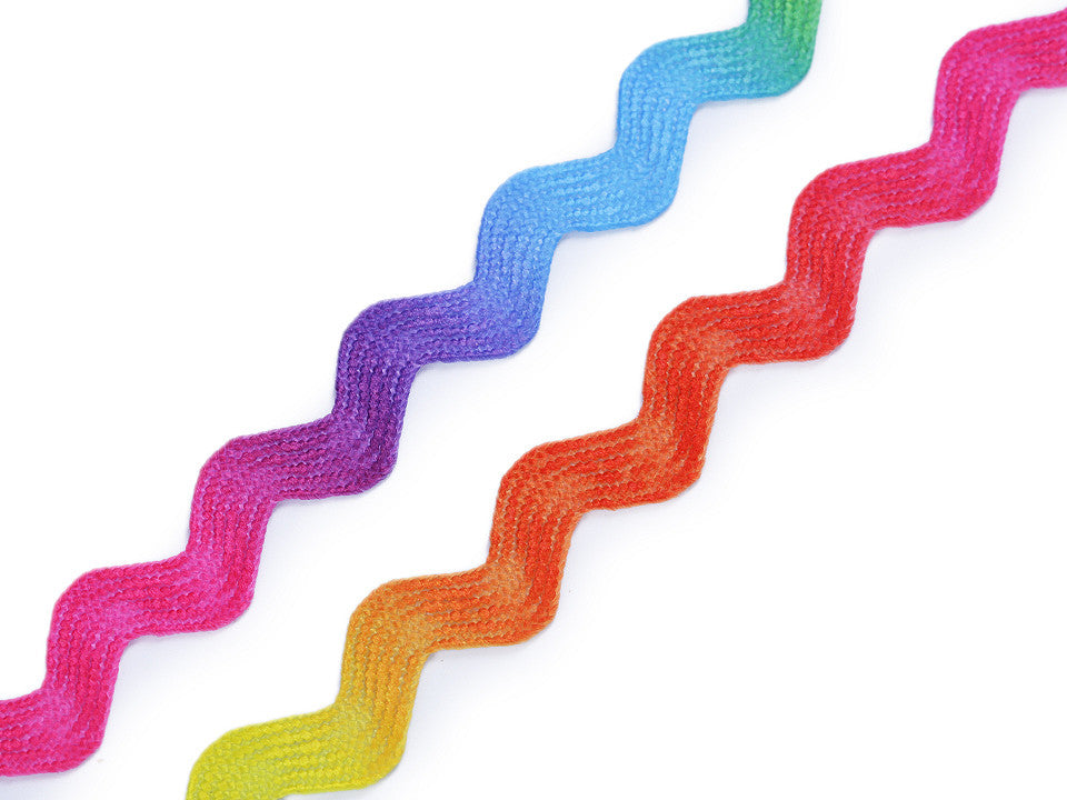 Ruban Ric Rac Arc-en-ciel, largeur 6 mm - 1m