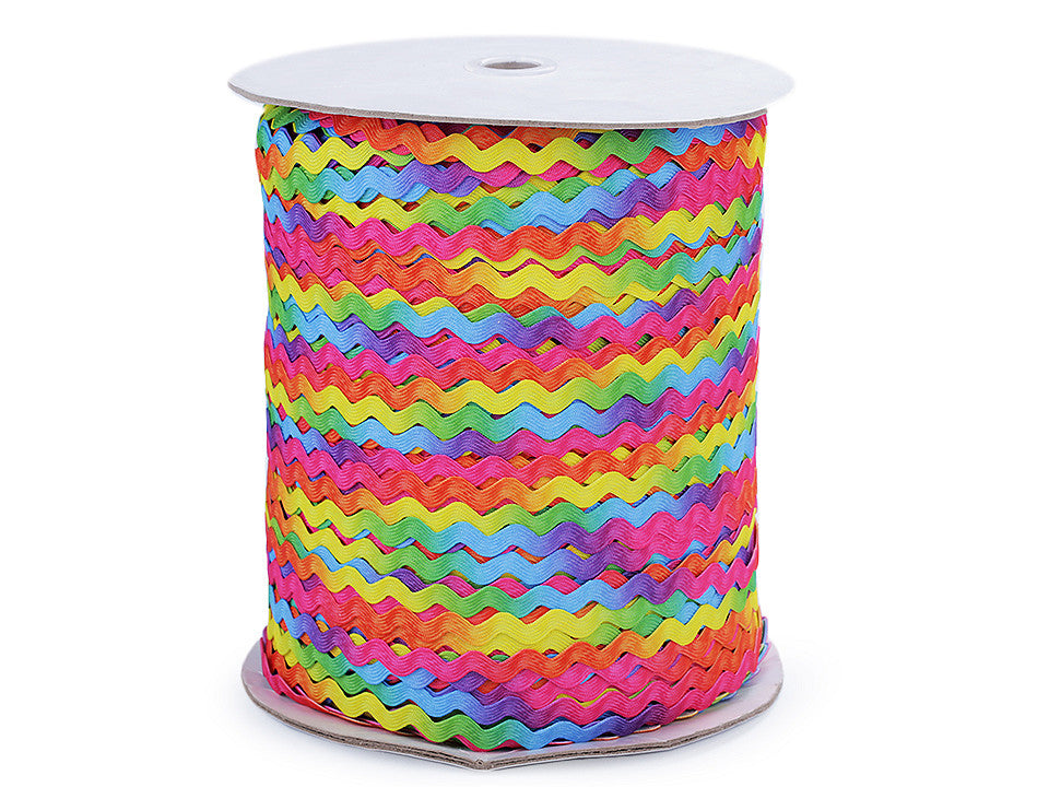 Ruban Ric Rac Arc-en-ciel, largeur 6 mm - 1m