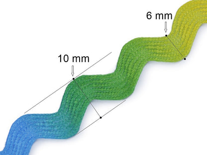Ruban Ric Rac Arc-en-ciel, largeur 6 mm - 1m