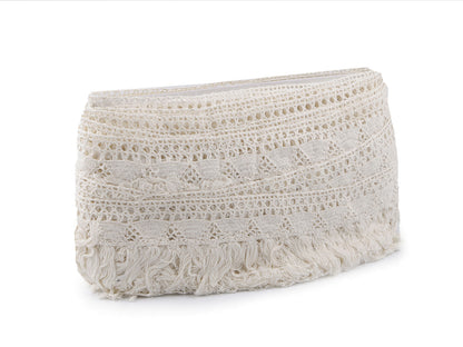 Liseré en coton à franges, dentelle, largeur 70 cm - 1m