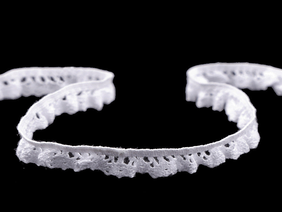 Liseré de dentelle élastique en coton à volants, largeur 10 mm
