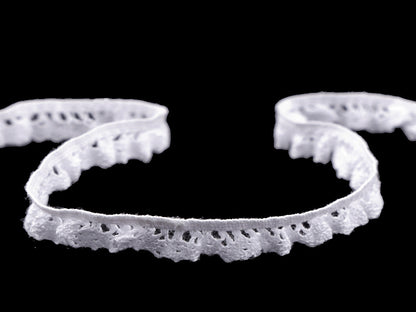 Liseré de dentelle élastique en coton à volants, largeur 10 mm