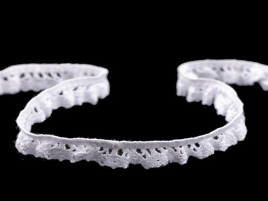 Liseré de dentelle élastique en coton à volants, largeur 10 mm