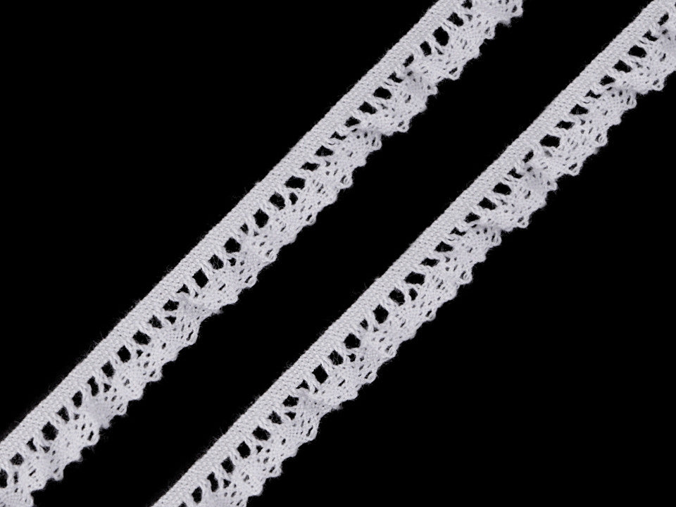 Liseré de dentelle élastique en coton à volants, largeur 10 mm