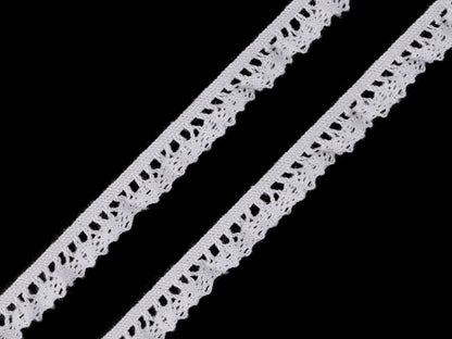 Liseré de dentelle élastique en coton à volants, largeur 10 mm