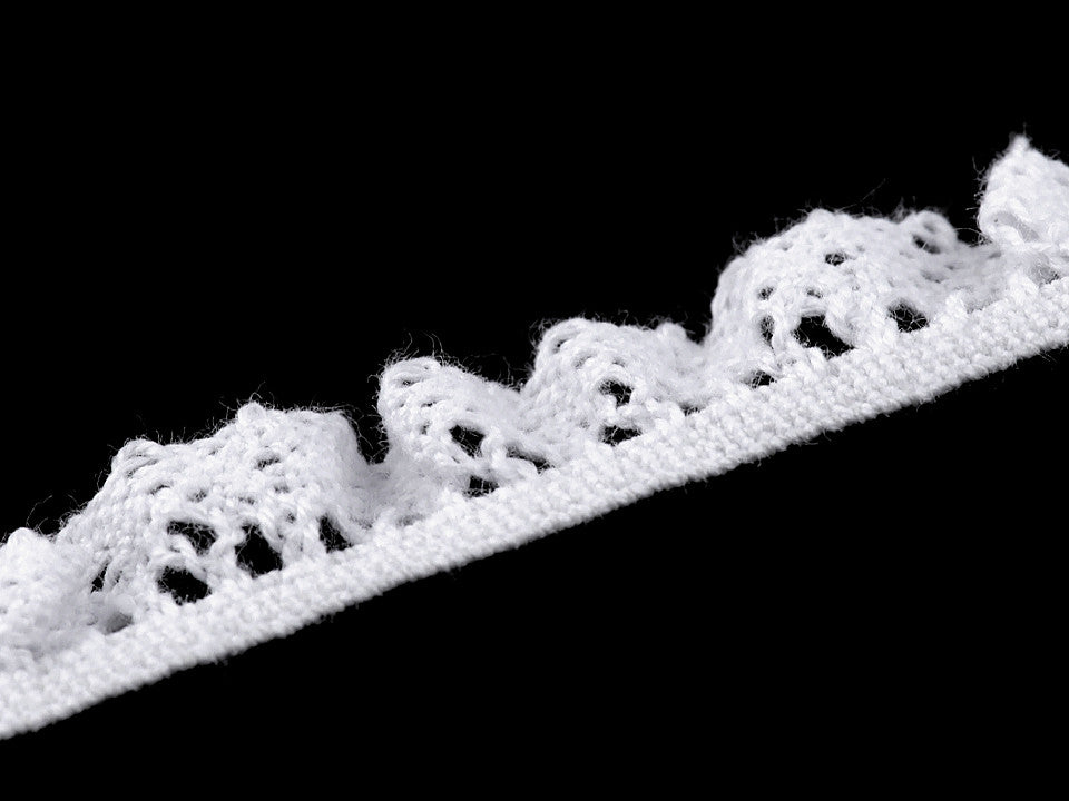 Liseré de dentelle élastique en coton à volants, largeur 10 mm