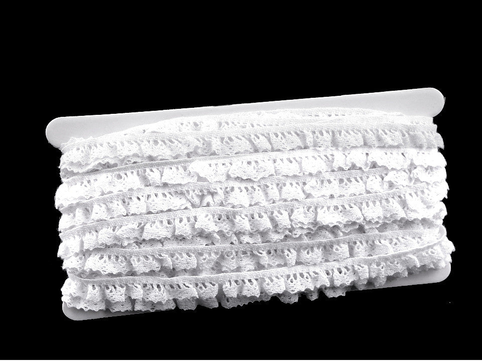 Liseré de dentelle élastique en coton à volants, largeur 10 mm