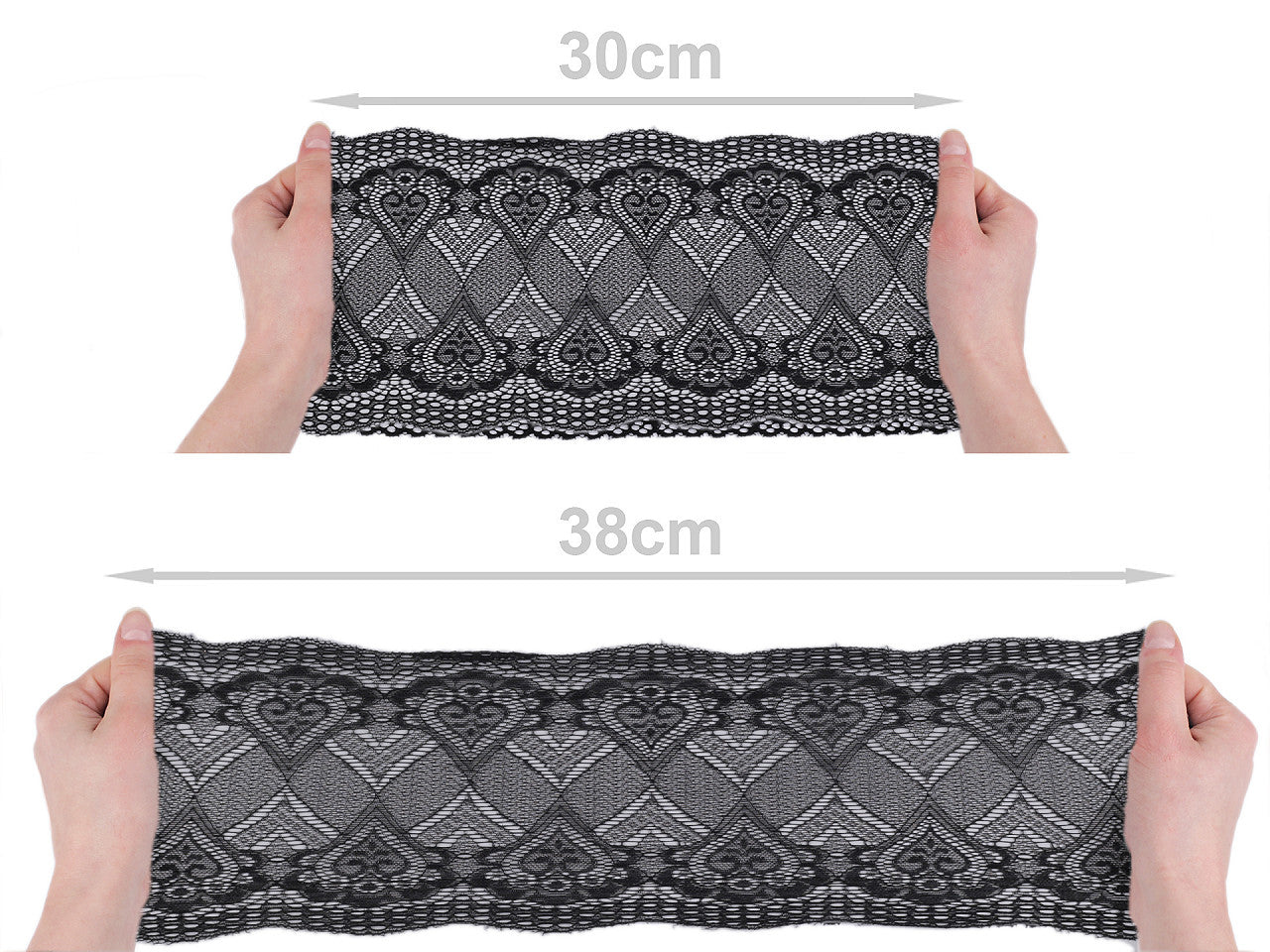Dentelle élastique/Chemin de table, largeur 18 cm