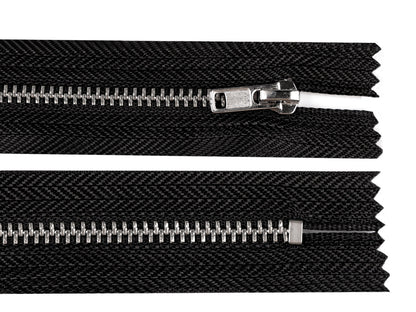 FAG métallique n° 4, longueur 18 cm, avec dents argentées, pour pantalon