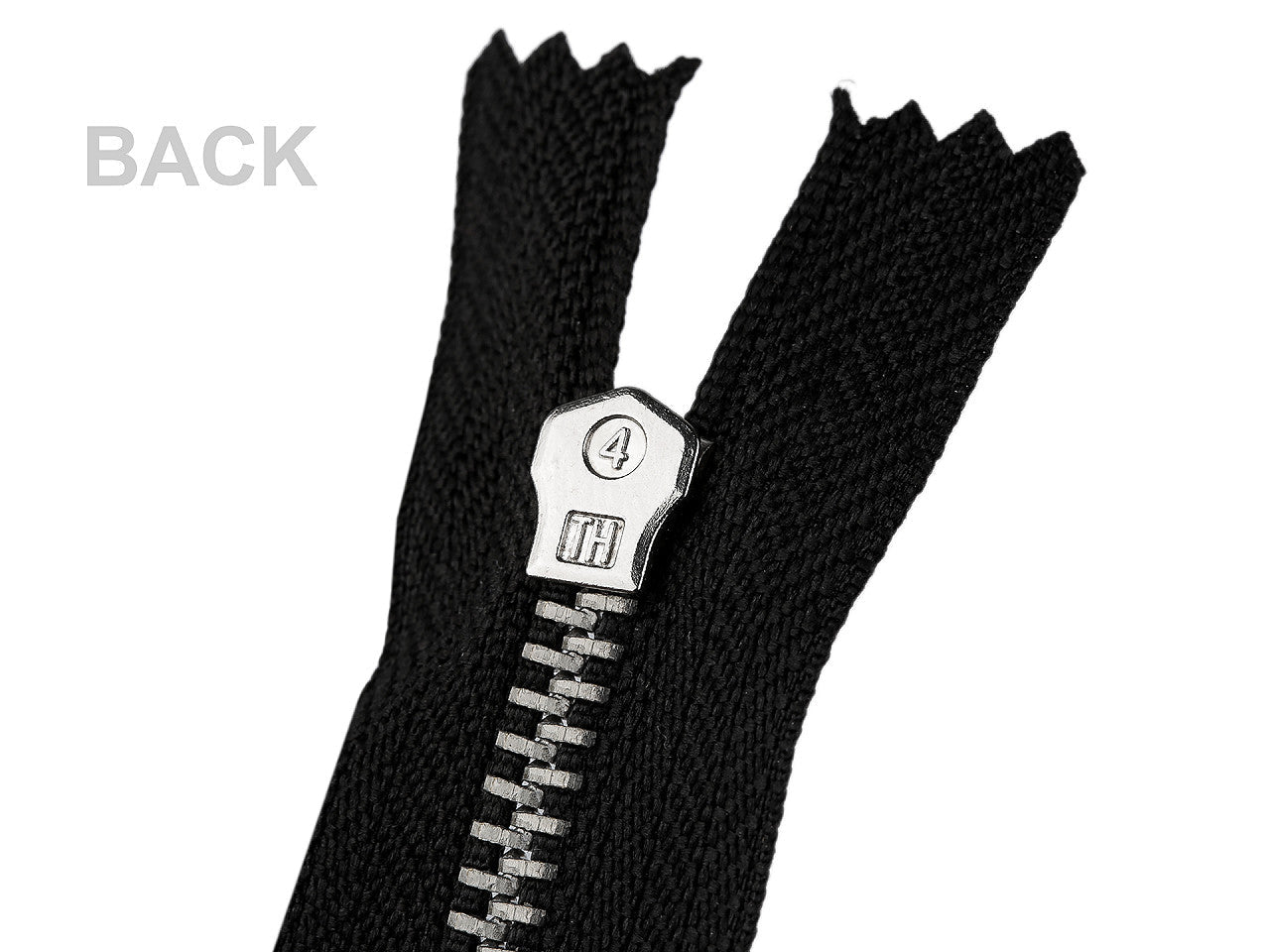 FAG métallique n° 4, longueur 18 cm, avec dents argentées, pour pantalon