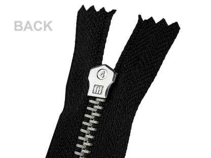 FAG métallique n° 4, longueur 18 cm, avec dents argentées, pour pantalon