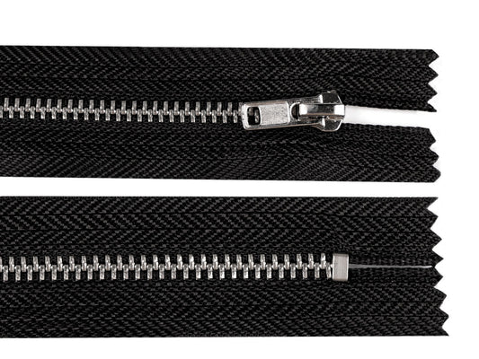 FAG métallique n° 4, longueur 20 cm, avec dents argentées, pour pantalon