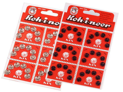 Boutons pression en métal, tailles 1 et 2 - 6carte