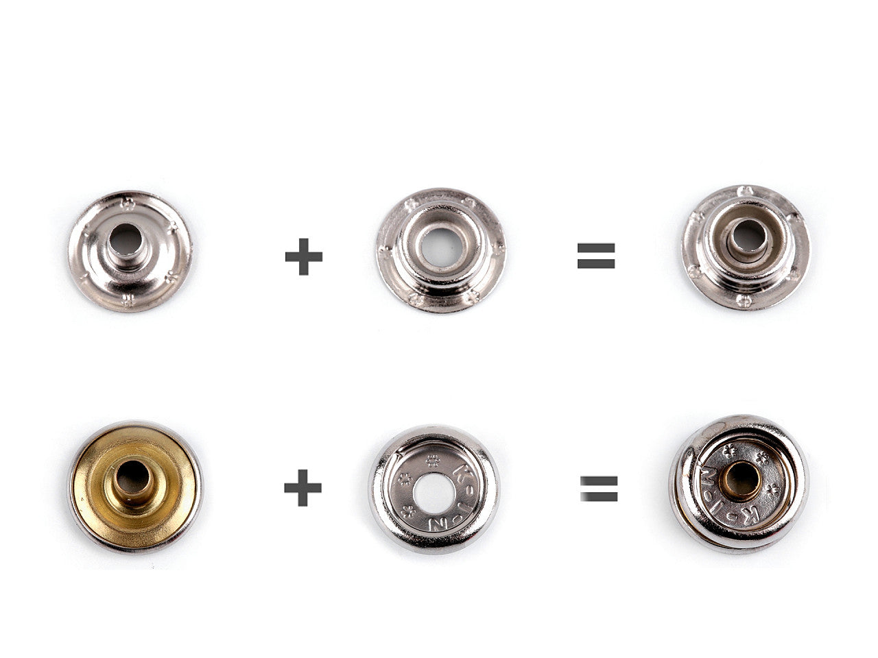 Boutons pression, Ø 15 mm (AM6), pour tissus épais, en vrac - 100pc
