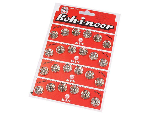 Boutons pression en métal, taille 6 - 4carte