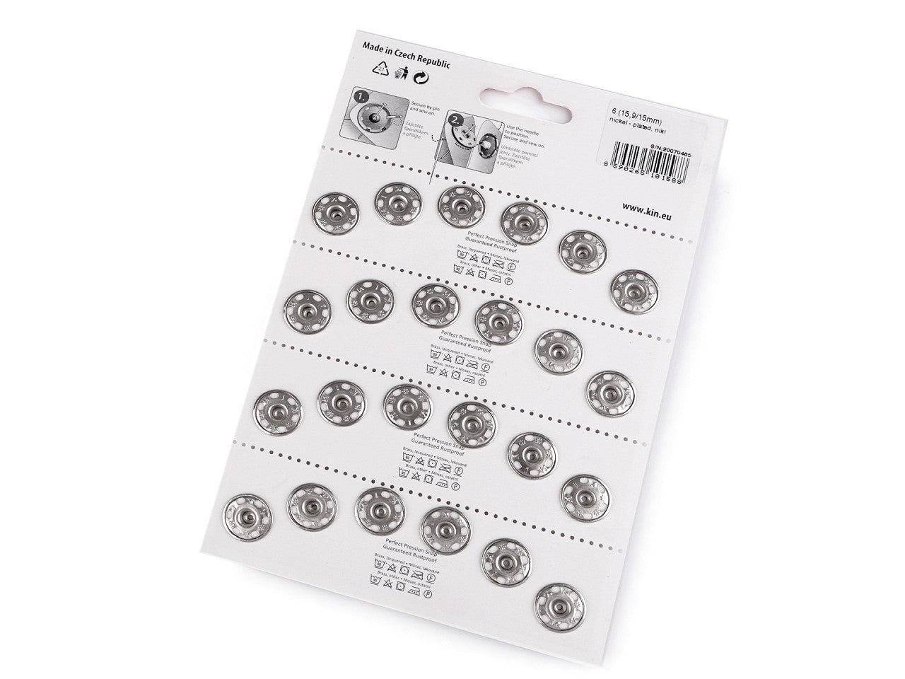 Boutons pression en métal, taille 6 - 4carte