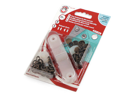 Boutons pression Roland Style, Ø 11 mm, pour tissus fins, nickel - 1carte