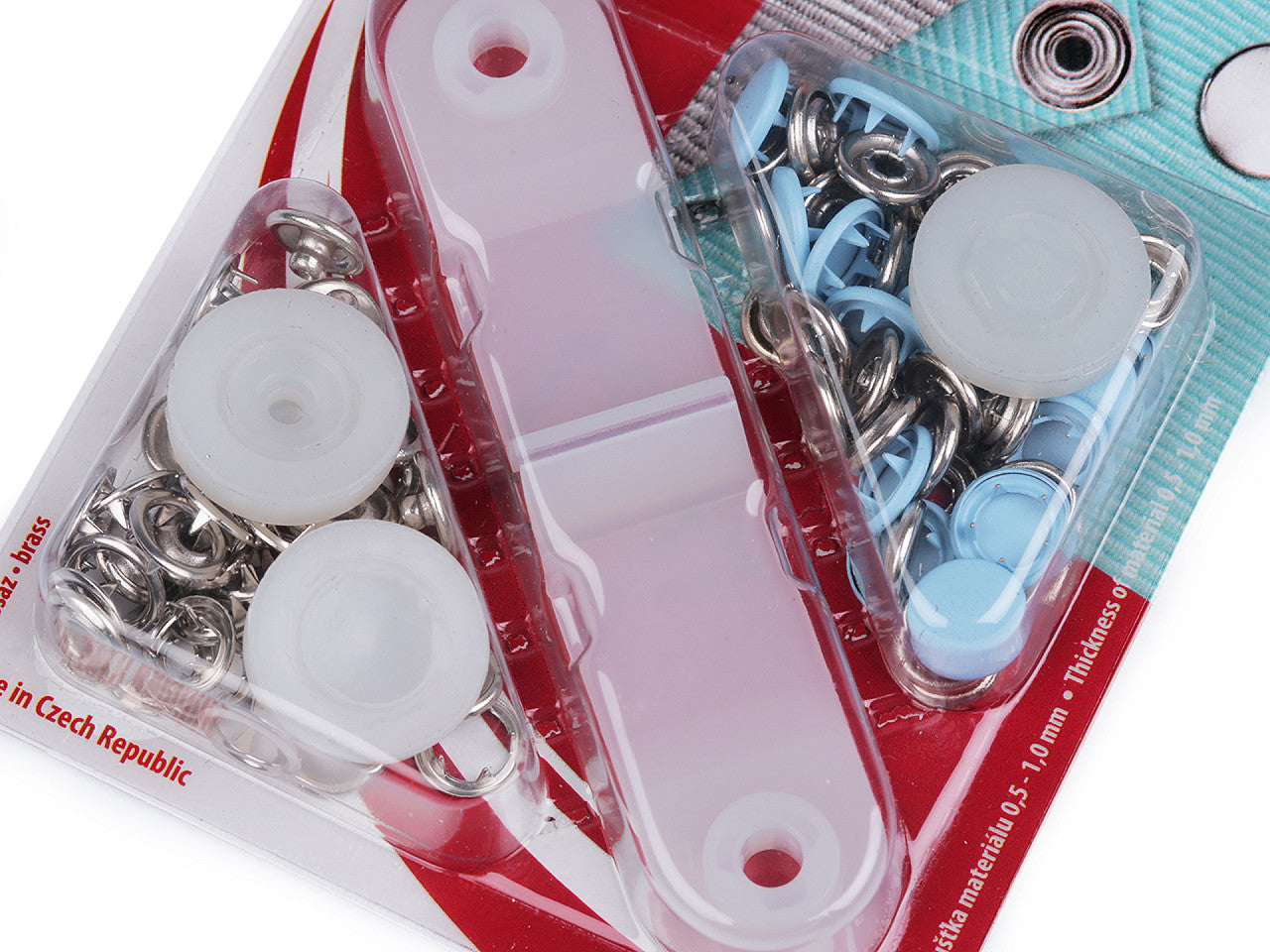 Boutons pression style Roland, Ø 11 mm, pour tissus fins, vernis - 1carte