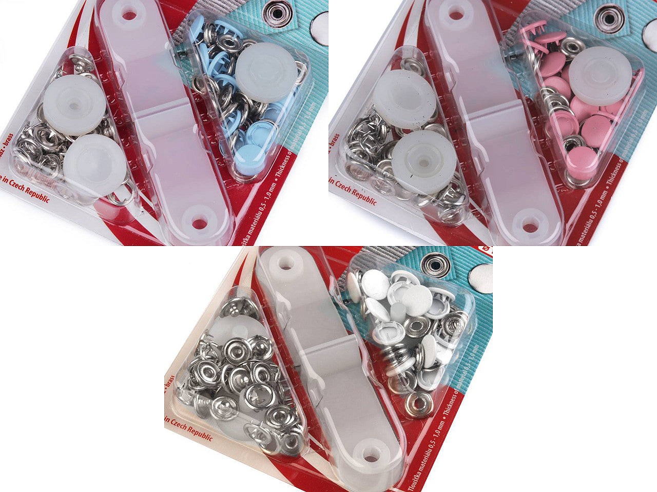 Boutons pression style Roland, Ø 11 mm, pour tissus fins, vernis - 1carte