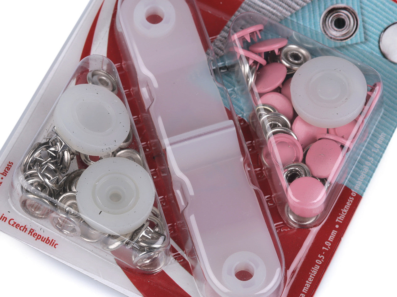 Boutons pression style Roland, Ø 11 mm, pour tissus fins, vernis - 1carte