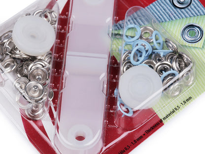 Boutons pression Roland Baby, Ø 10 mm, pour tissus fins, vernis coloré - 1carte