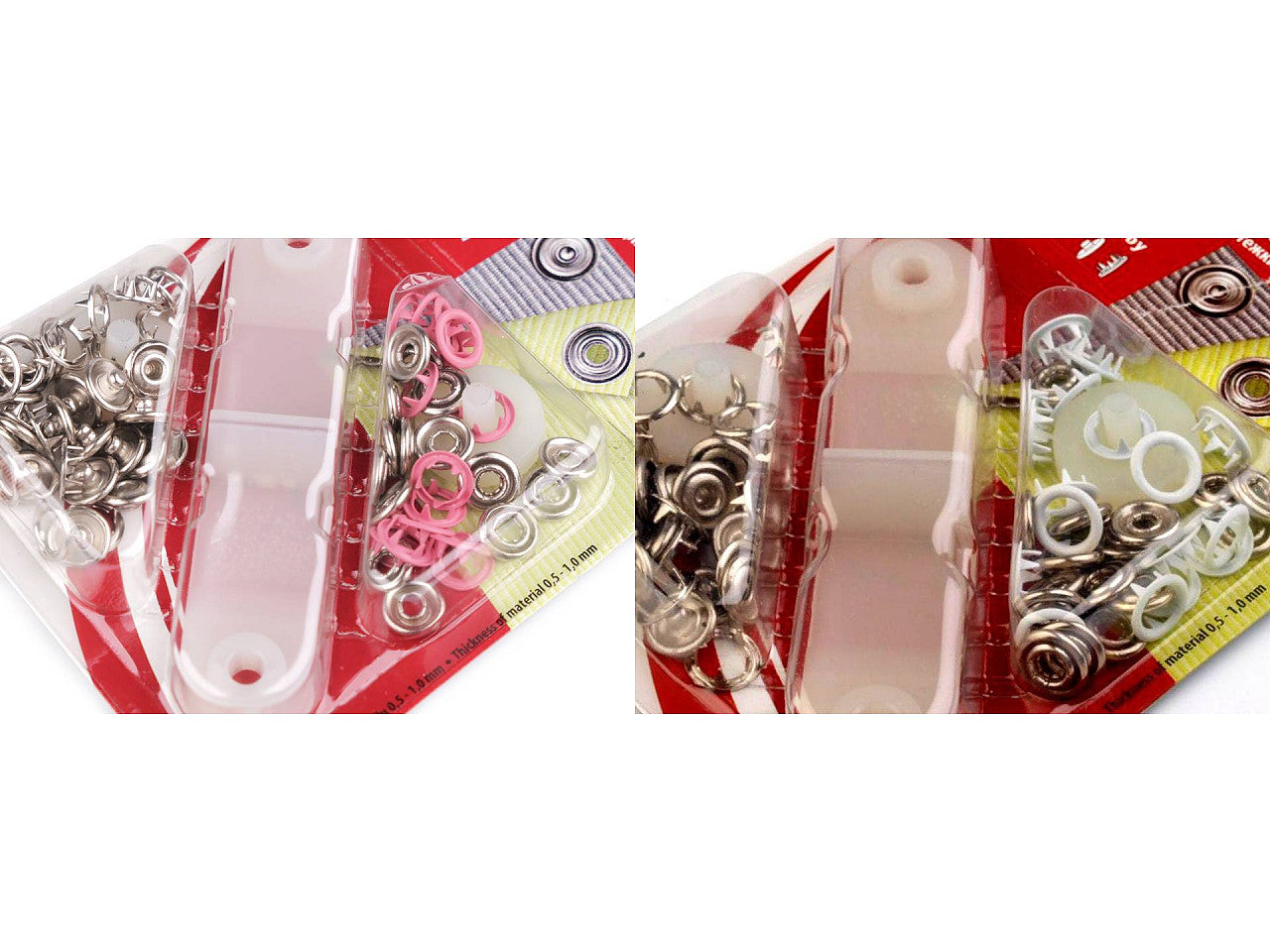 Boutons pression Roland Baby, Ø 10 mm, pour tissus fins, vernis coloré - 1carte
