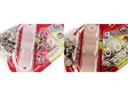 Boutons pression Roland Baby, Ø 10 mm, pour tissus fins, vernis coloré - 1carte
