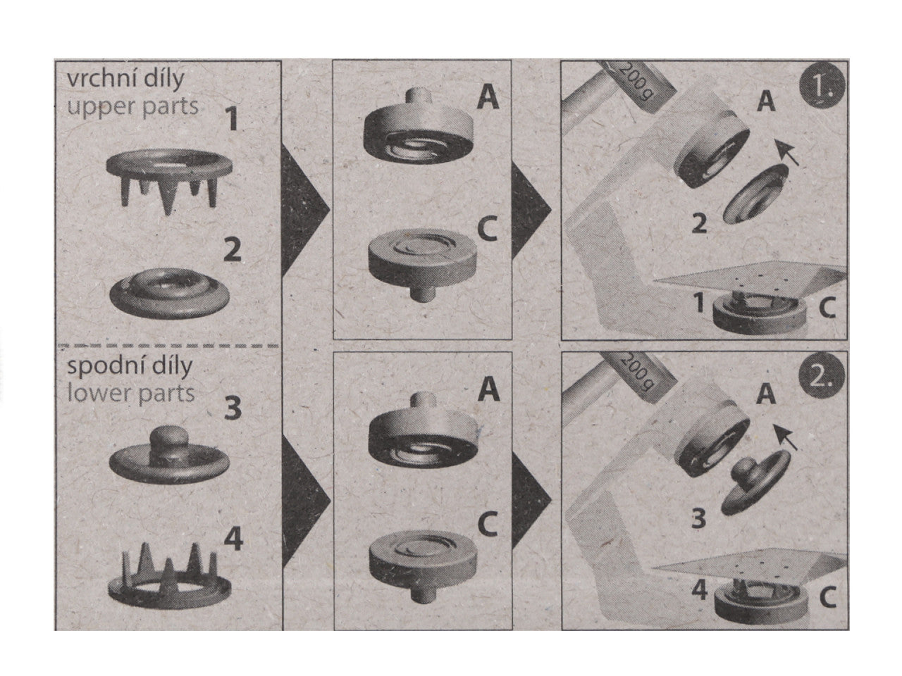 Boutons pression Roland Baby, Ø 10 mm, pour tissus fins, vernis coloré - 1carte