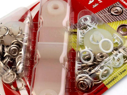 Boutons pression Roland Baby, Ø 10 mm, pour tissus fins, vernis coloré - 1carte