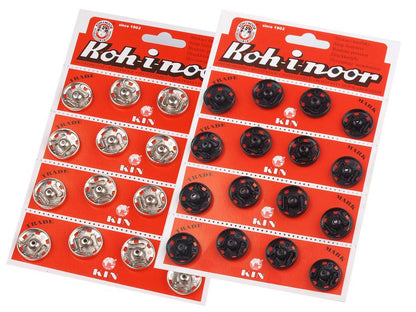Boutons pression en métal, taille 8 - 4carte