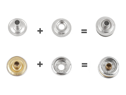 Boutons pression, Ø 15 mm, pour tissus épais - 50pc