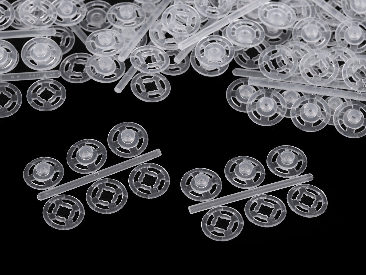 Boutons pression en plastique, Ø 7 mm - Ø 15 mm - par 50