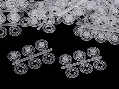 Boutons pression en plastique, Ø 7 mm - Ø 15 mm - par 50