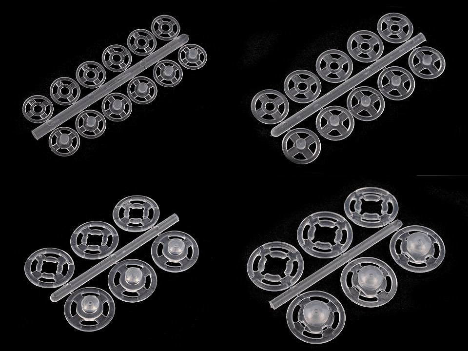 Boutons pression en plastique, Ø 7 mm - Ø 15 mm - par 50