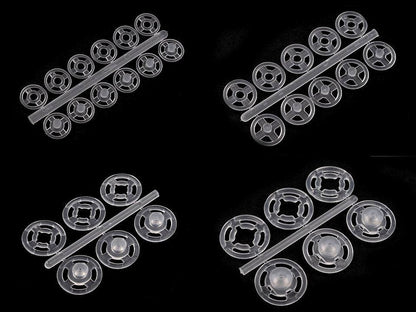Boutons pression en plastique, Ø 7 mm - Ø 15 mm - par 50