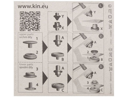 Boutons pression, Ø 15 mm, pour tissus épais, nickel - 1carte